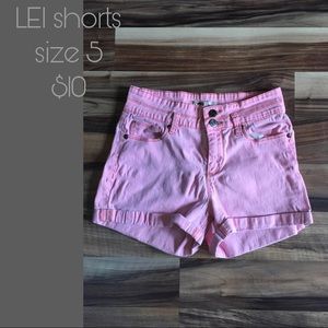 pink high waisted LEI shorts